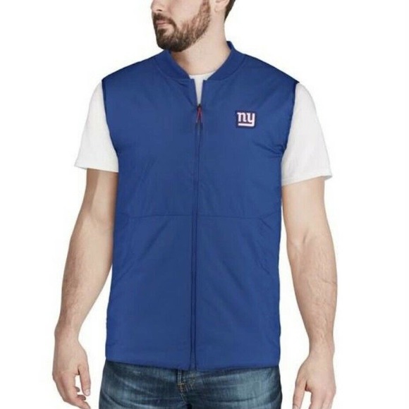 Nike NFL Ny Giants 944348 Sideline Coaches Full Zip VestJacket Men Medium Blue - Picture 1 of 10